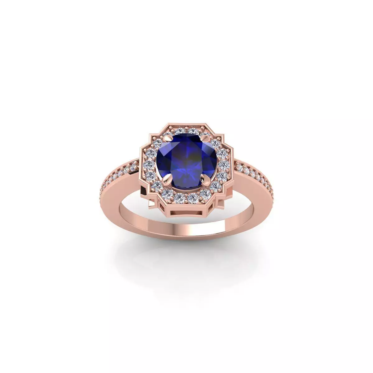 Halo Gemstone Diamond Ring 3d Model and Render 3D print model_0