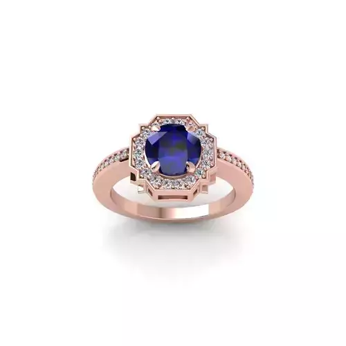 Halo Gemstone Diamond Ring 3d Model and Render