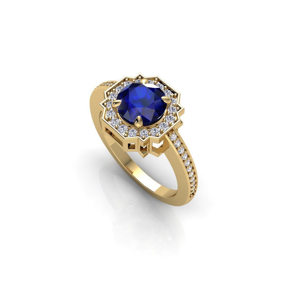 Halo Gemstone Diamond Ring 3d Model and Render 3D print model_6