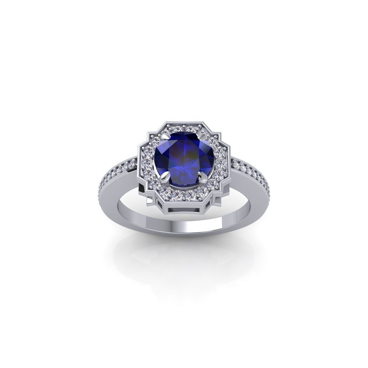 Halo Gemstone Diamond Ring 3d Model and Render 3D print model_2