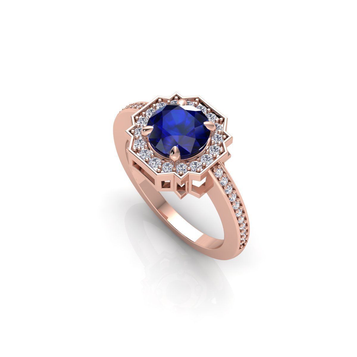 Halo Gemstone Diamond Ring 3d Model and Render 3D print model_7