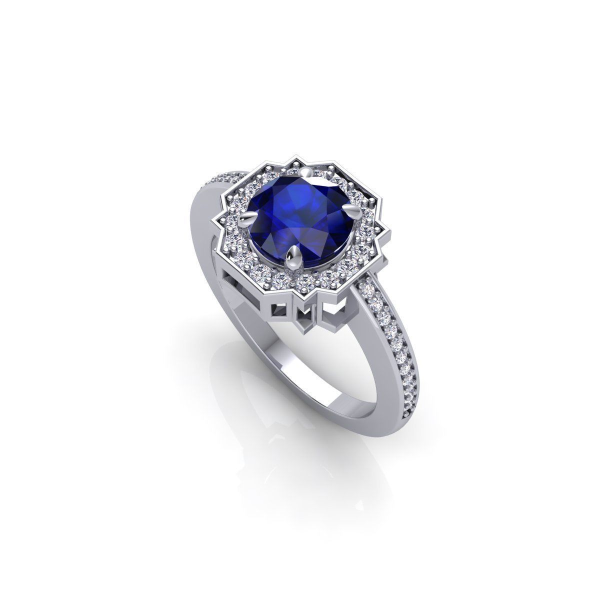 Halo Gemstone Diamond Ring 3d Model and Render 3D print model_8