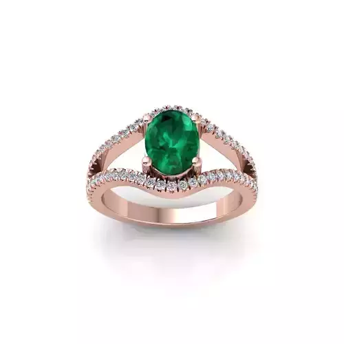 Oval Gemstone Ring 3d Model and Render