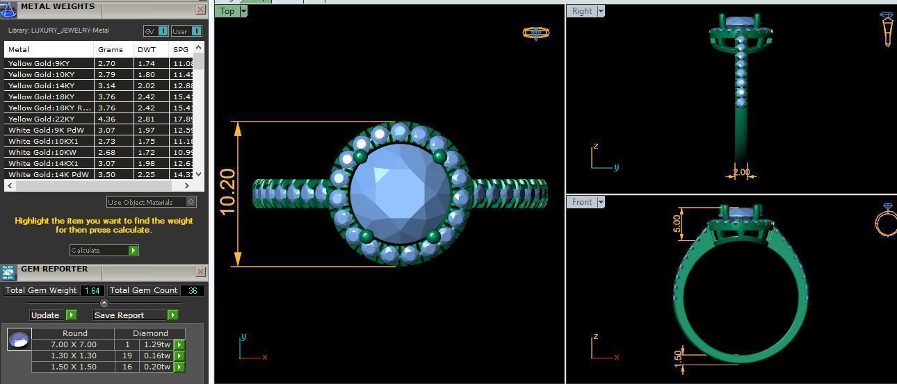 Halo Ring gemstone Stone Ring 3d Model and Render 3D print model_9