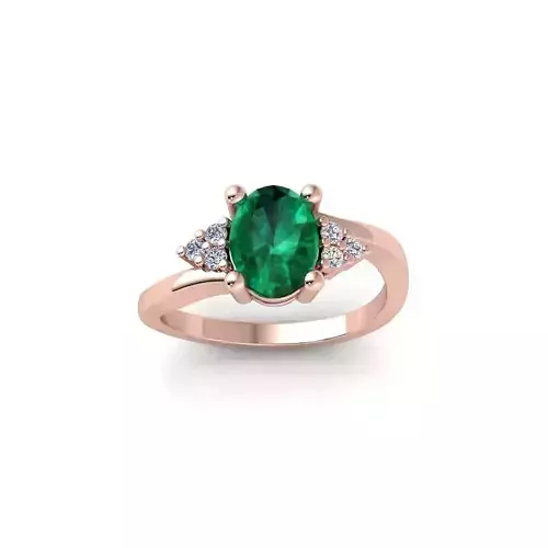 Fancy Oval Gemstone Ring 3d Model 