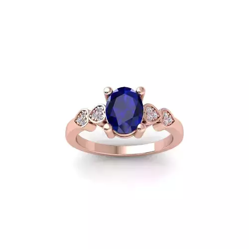 Blue Sapphire Oval Gemstone Ring 3d Model 