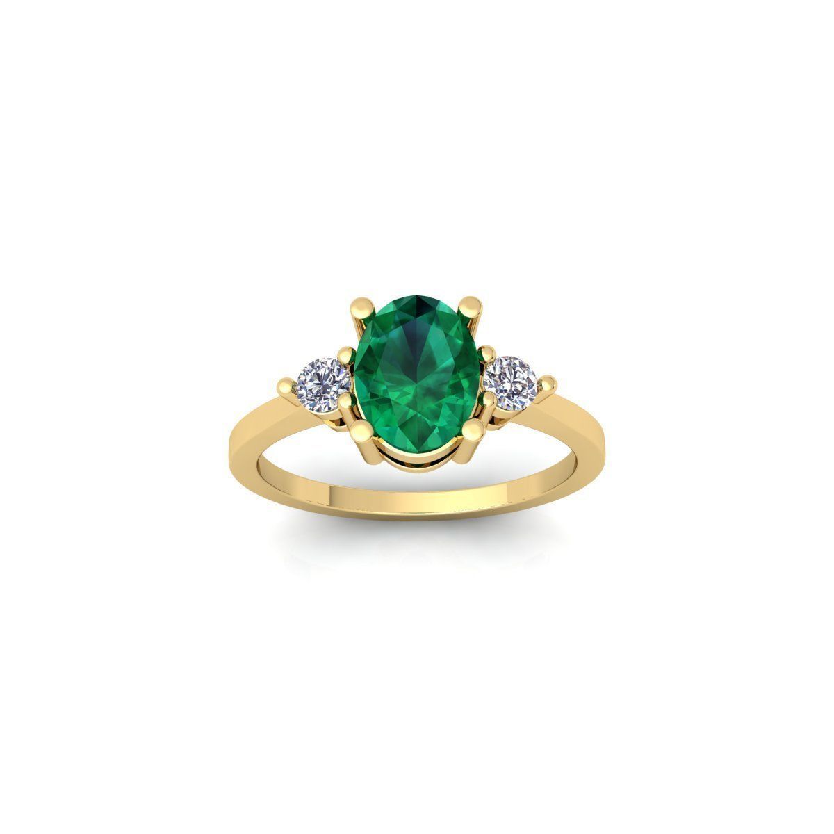 Oval Gemstone Ring 3d Model and Render 3D print model_1