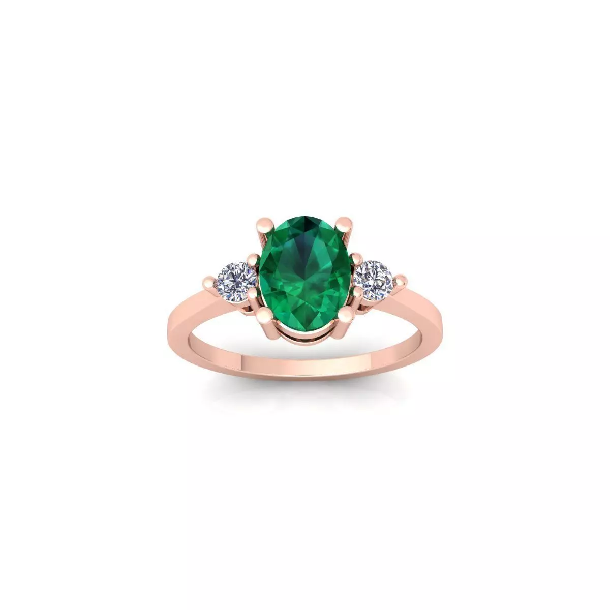 Oval Gemstone Ring 3d Model and Render 3D print model_0