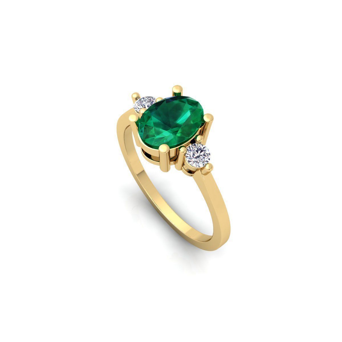 Oval Gemstone Ring 3d Model and Render 3D print model_6
