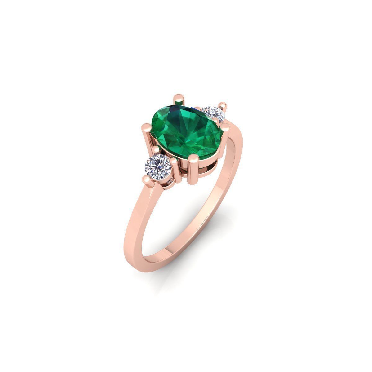 Oval Gemstone Ring 3d Model and Render 3D print model_4