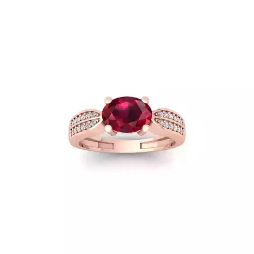Ruby Oval Gemstone Ring  3d Model and Rnder