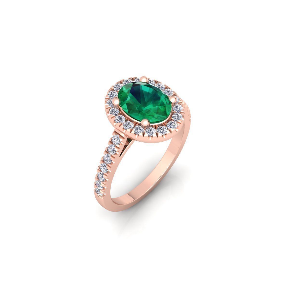 Oval Halo Gemstone Ring 3d Model and Render 3D print model_4