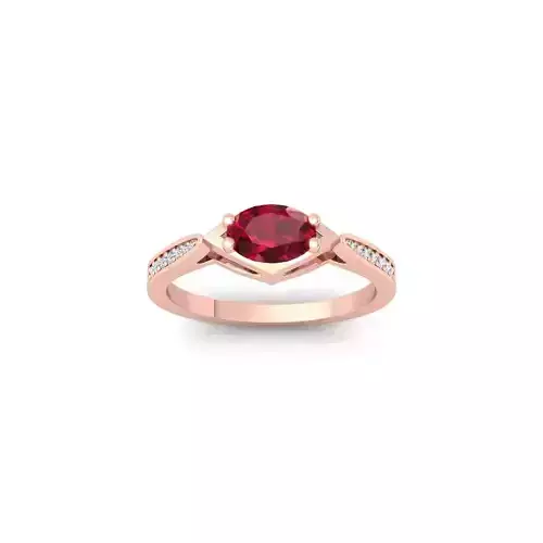 Ruby Oval Diamond Ring 3d Model and arender