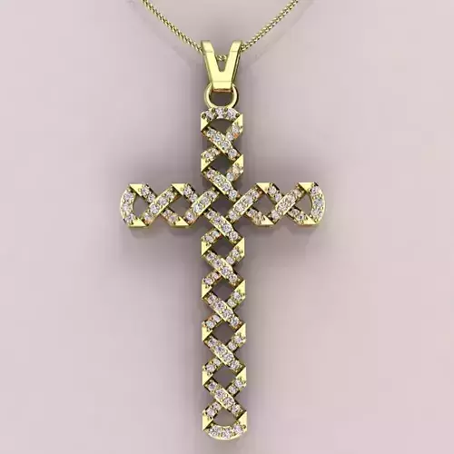 Diamond twist cross pendent  3D print model