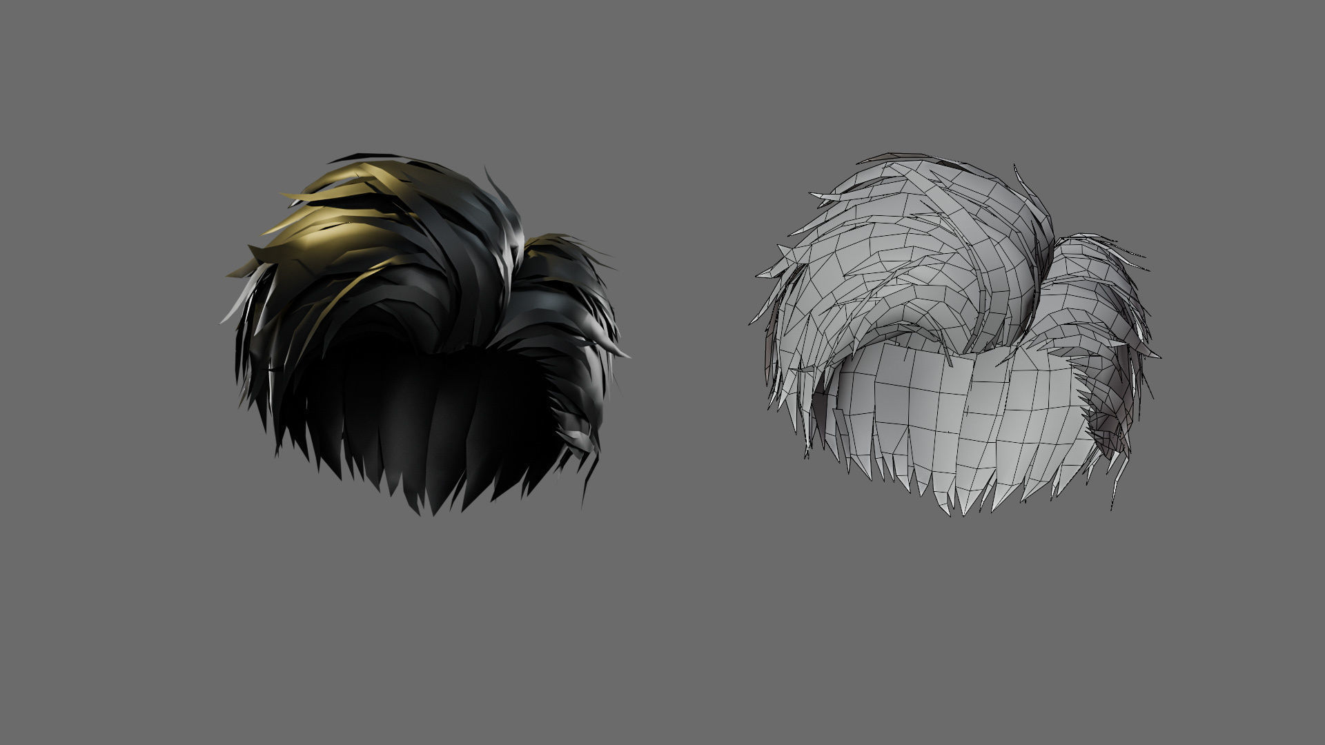 cartoon woman hairstyle Low-poly 3D model_19