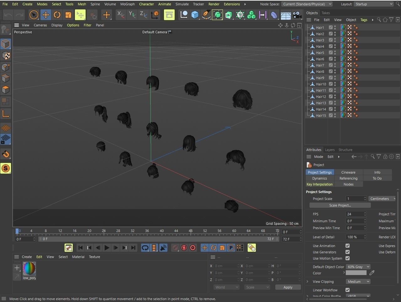 cartoon woman hairstyle Low-poly 3D model_23