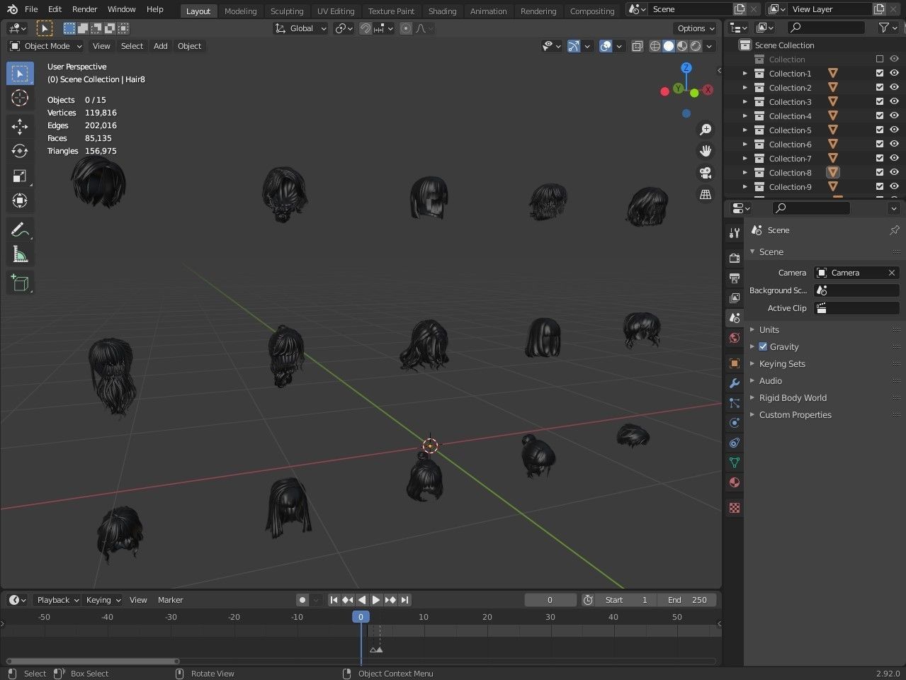 cartoon woman hairstyle Low-poly 3D model_24