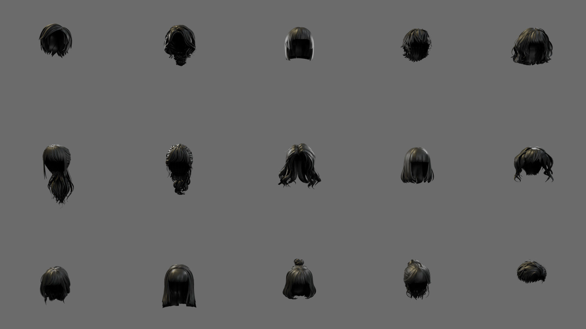 cartoon woman hairstyle Low-poly 3D model_20