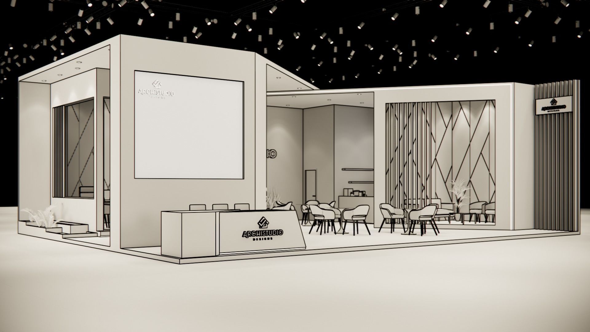 Exhibition booth design 3D model 14m x 11m  3D model_11