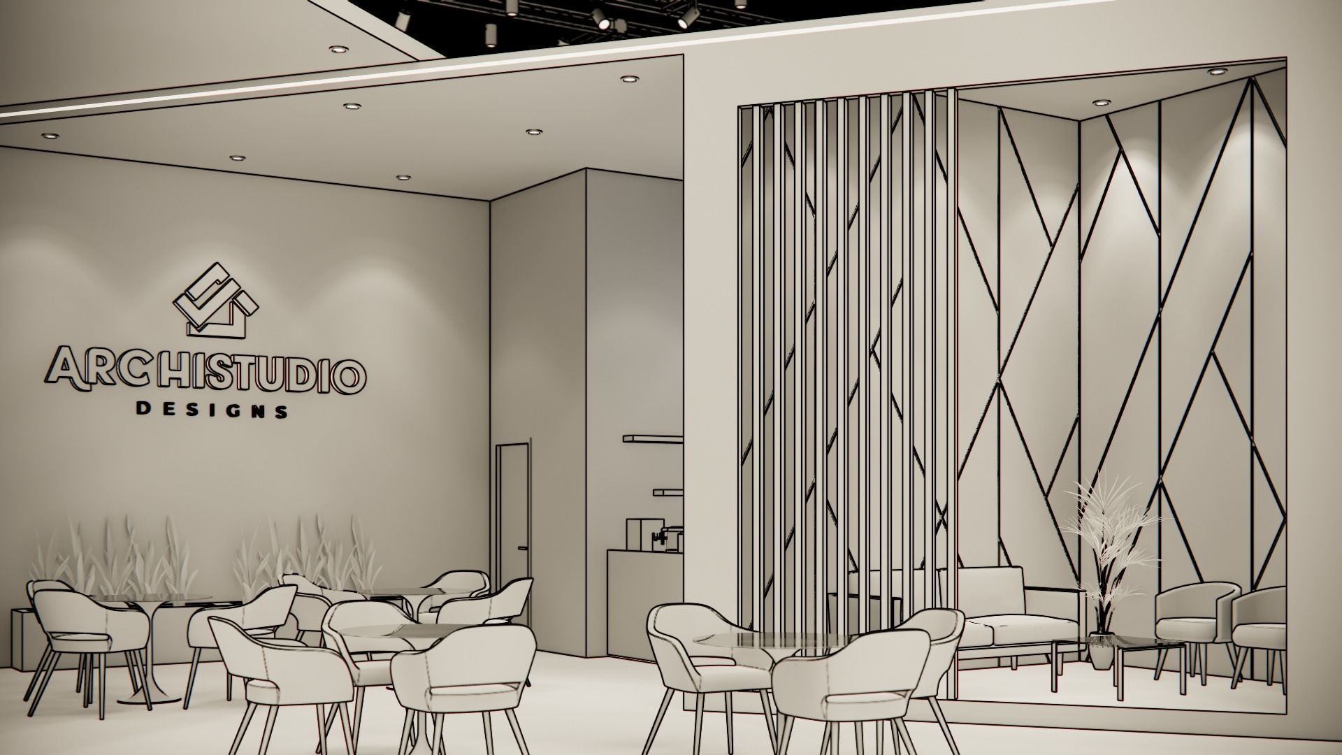 Exhibition booth design 3D model 14m x 11m  3D model_15