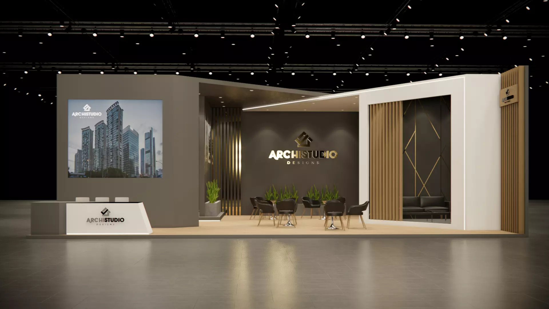 Exhibition booth design 3D model 14m x 11m  3D model_0