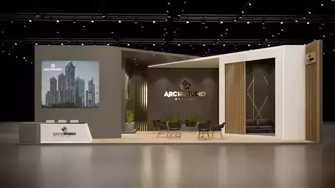 Exhibition booth design 3D model 14m x 11m  3D model