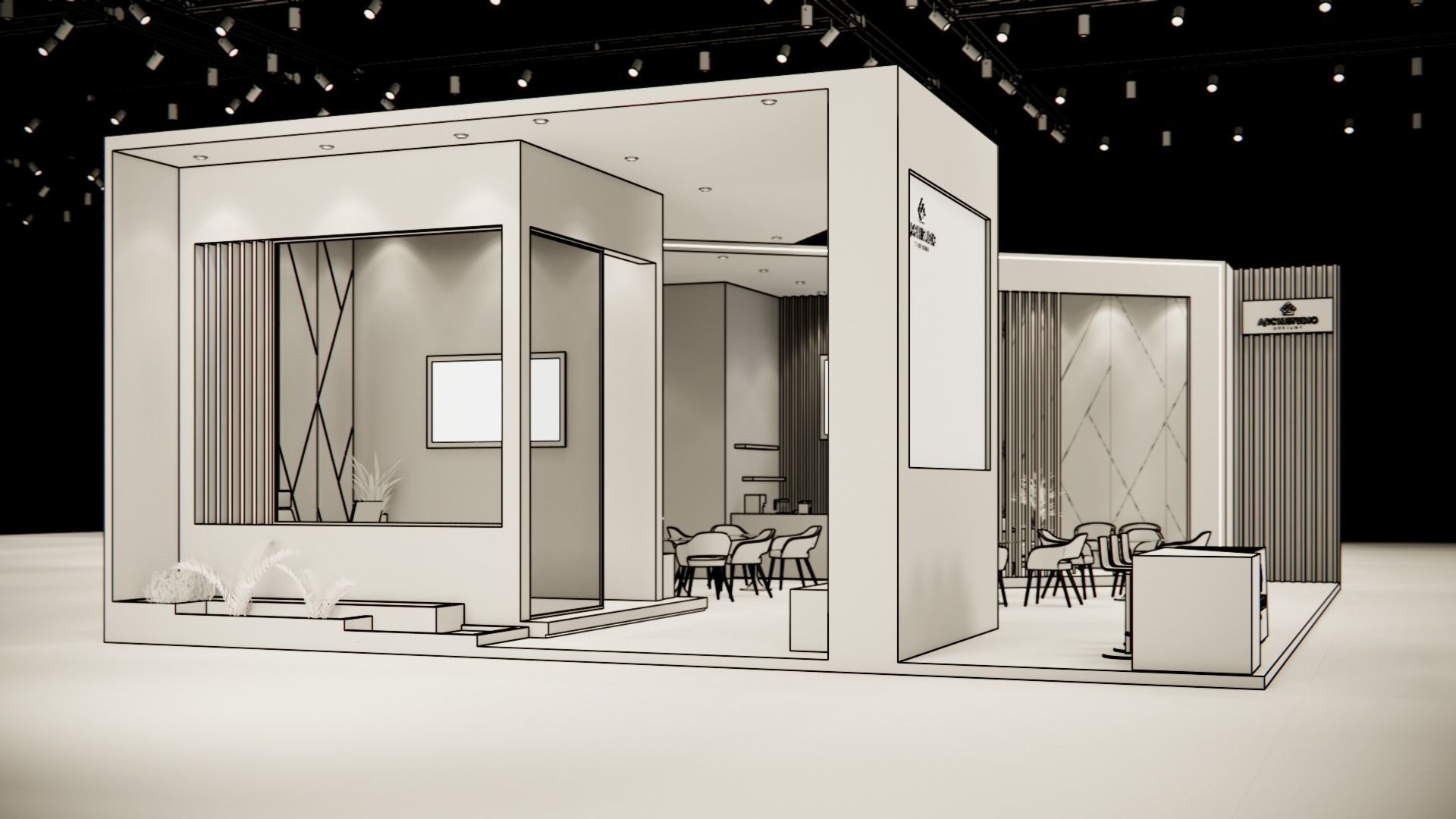 Exhibition booth design 3D model 14m x 11m  3D model_12