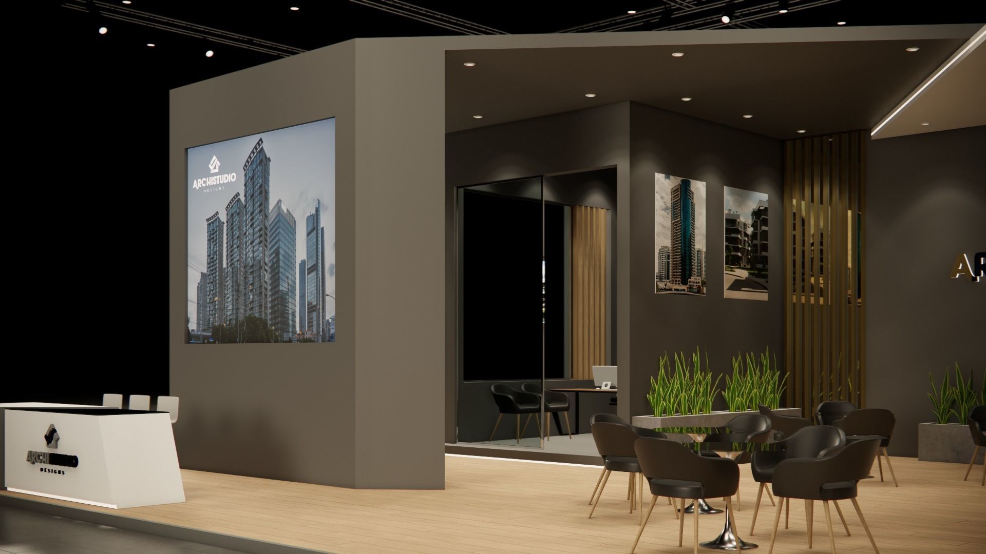 Exhibition booth design 3D model 14m x 11m  3D model_5