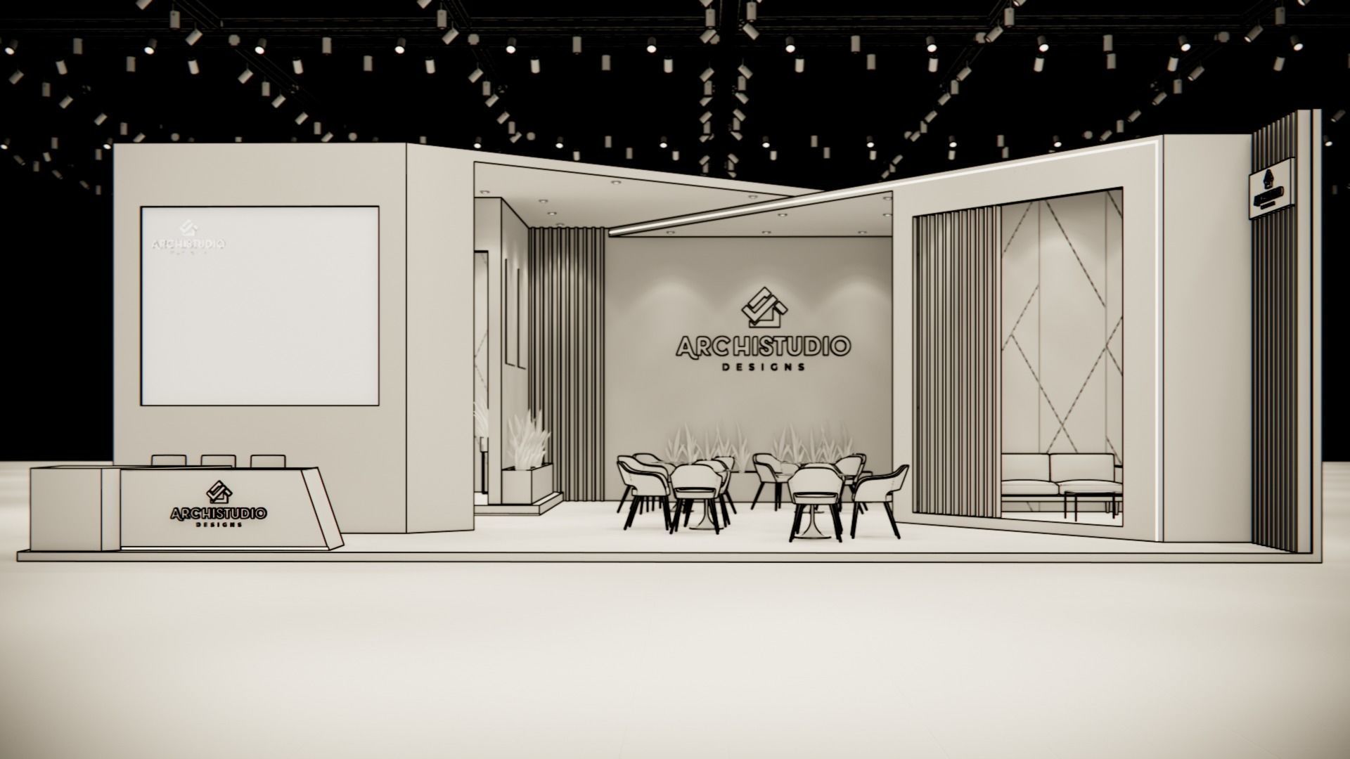 Exhibition booth design 3D model 14m x 11m  3D model_10