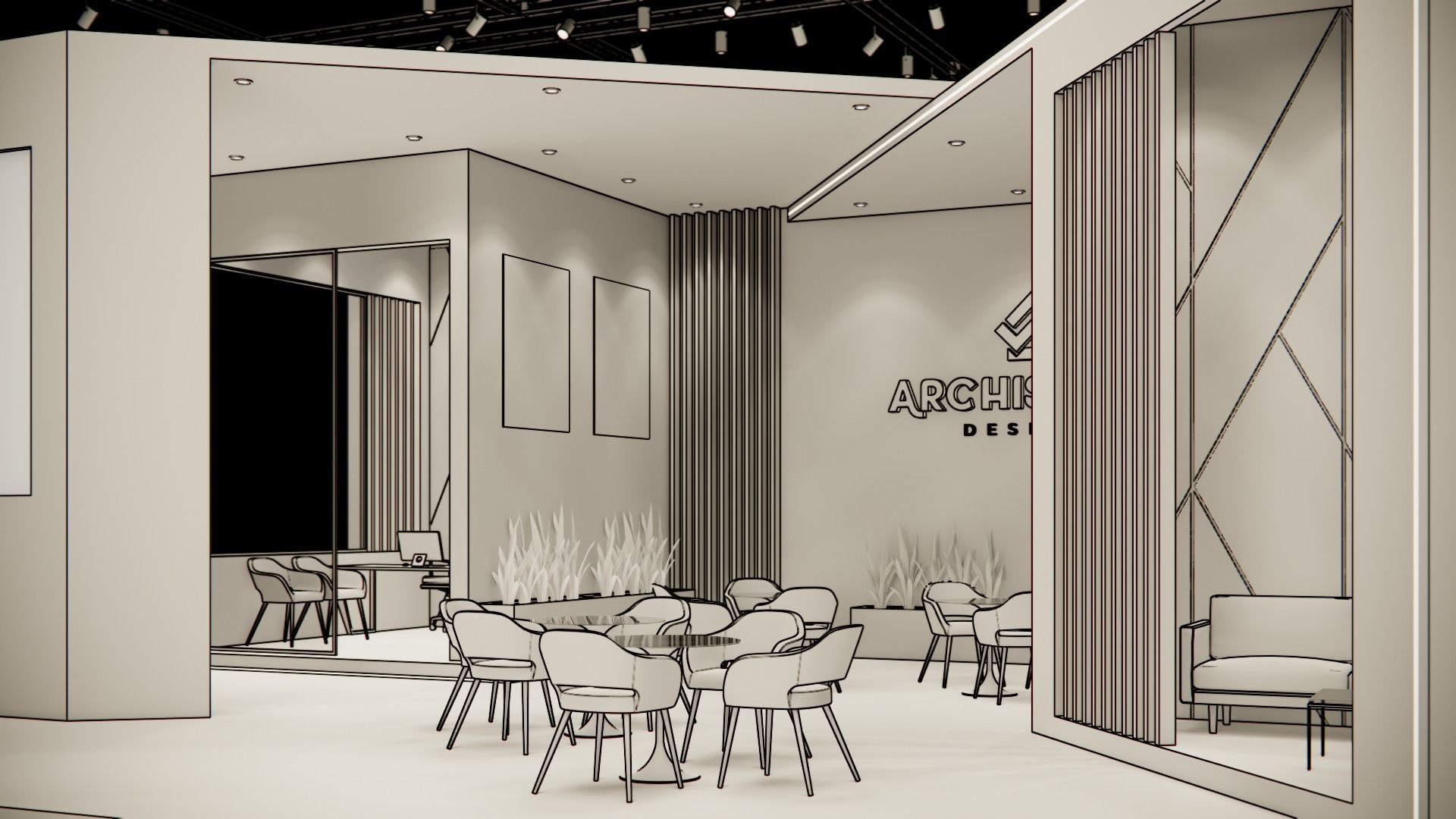 Exhibition booth design 3D model 14m x 11m  3D model_14