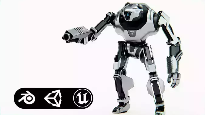 COMBAT DROID PANDA  Rigged for Unreal Engine - Unity - MIXAMO 3D model
