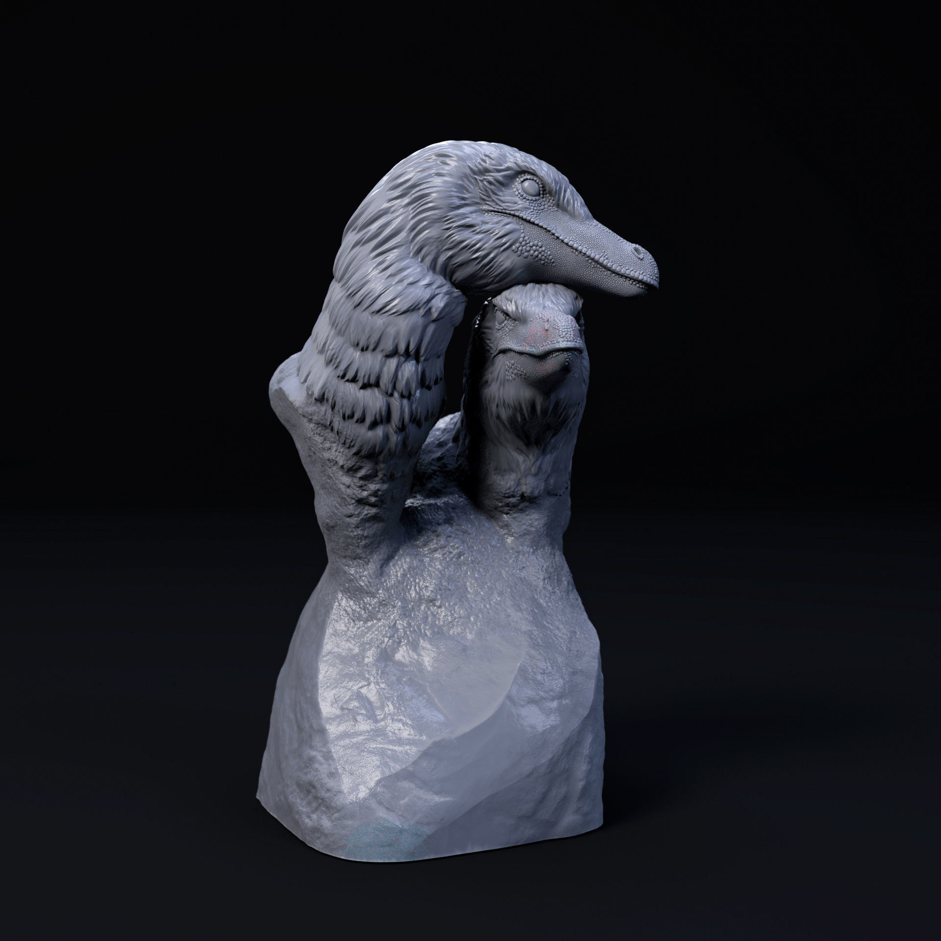 Velociraptor love bust - pre supported 3D print model_1