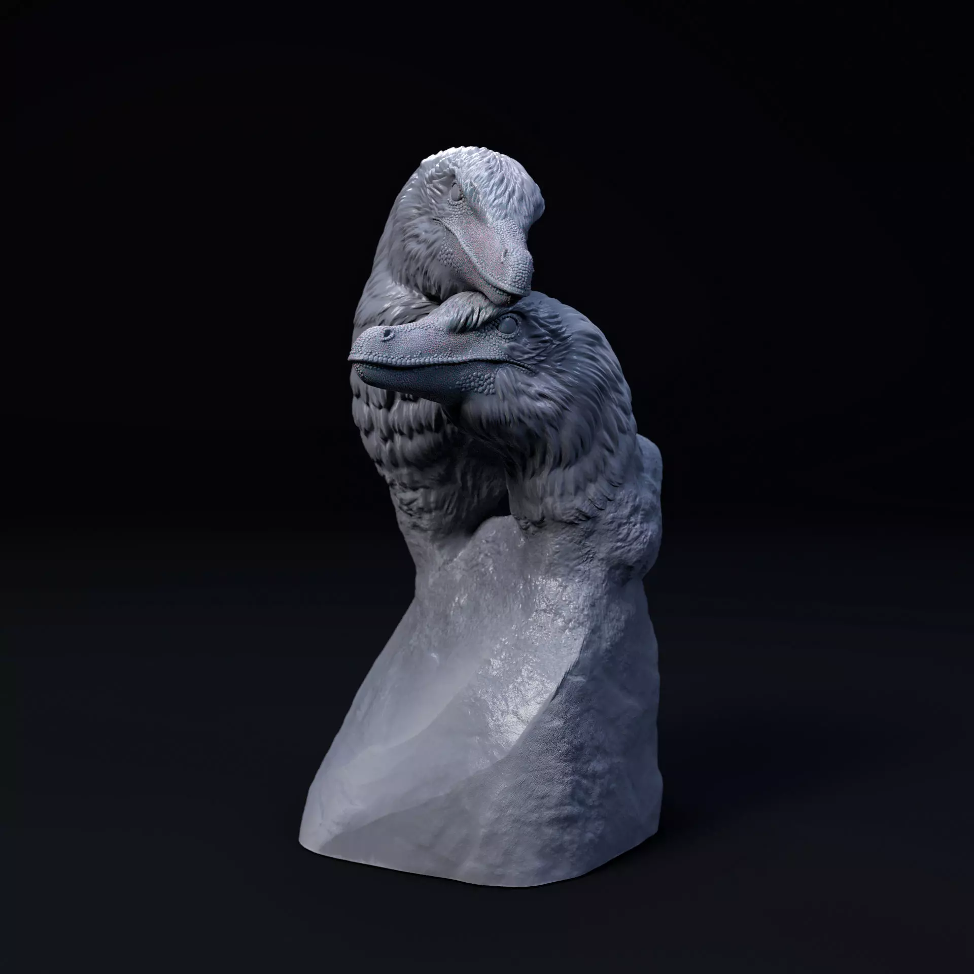 Velociraptor love bust - pre supported 3D print model_0