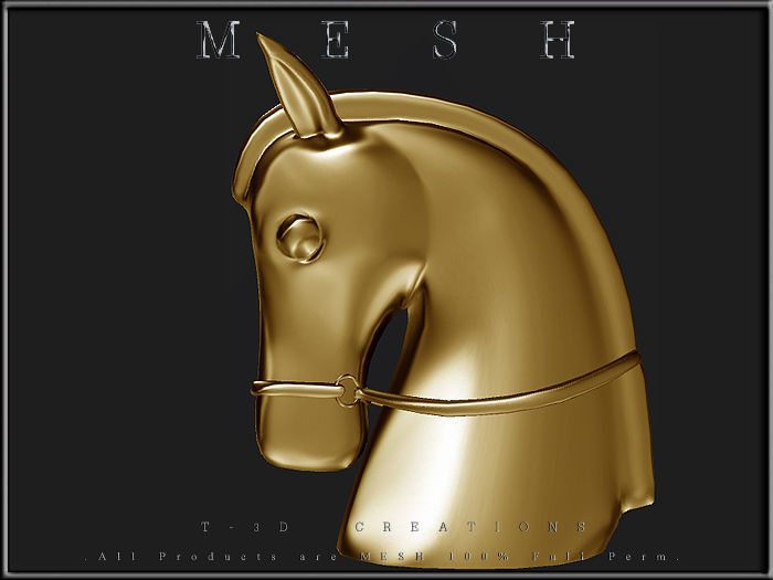 Gold and Silver Horse head Low-poly 3D model_1