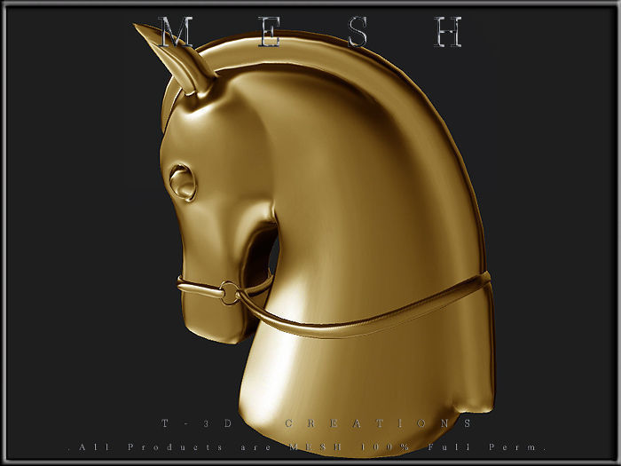Gold and Silver Horse head Low-poly 3D model_2