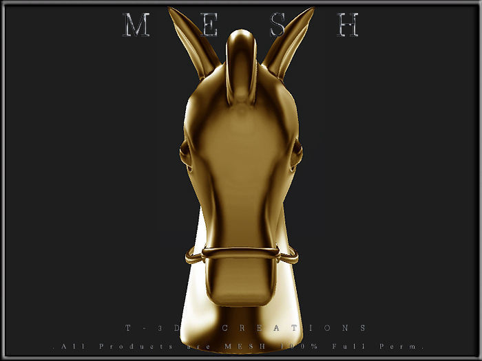 Gold and Silver Horse head Low-poly 3D model_3