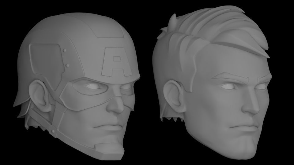 CAPTAIN AMERICA STEVE ROGERS HEAD SCULPT 3D print model_2