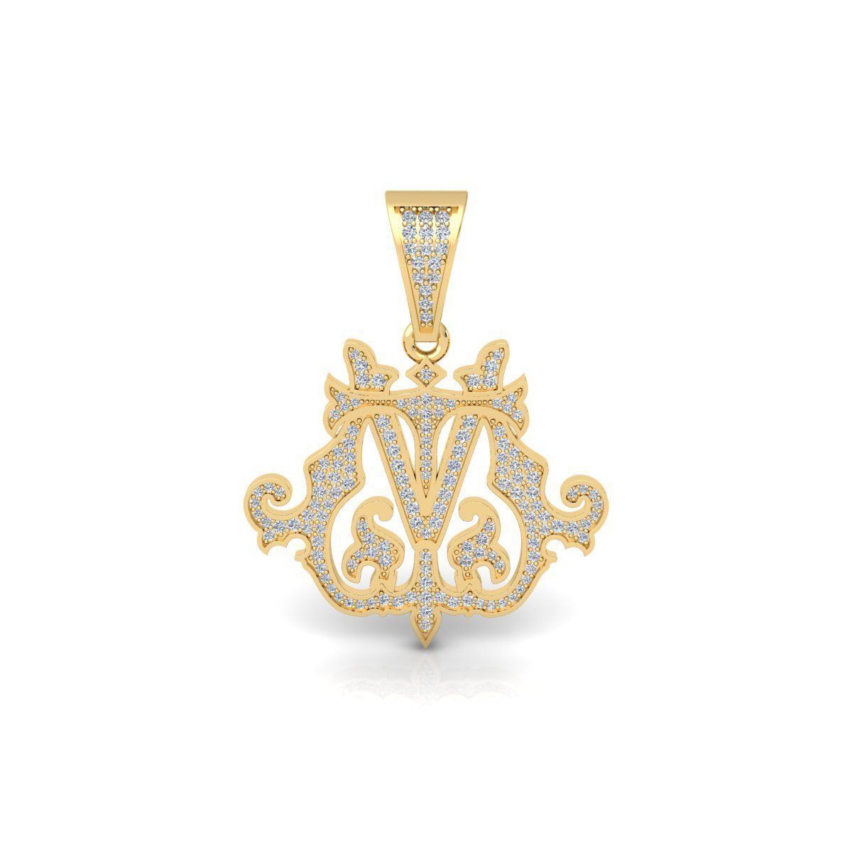 Monogram Pendent 3d Model and Render STL 3D print model_1