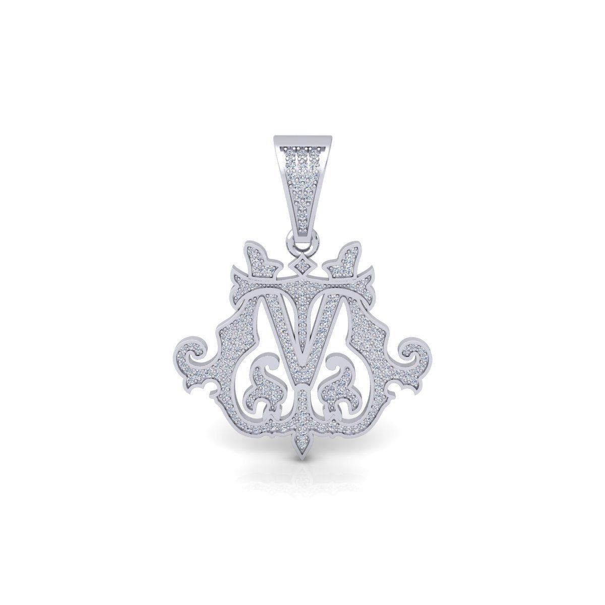 Monogram Pendent 3d Model and Render STL 3D print model_2