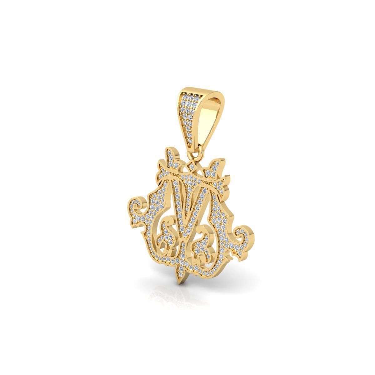 Monogram Pendent 3d Model and Render STL 3D print model_6