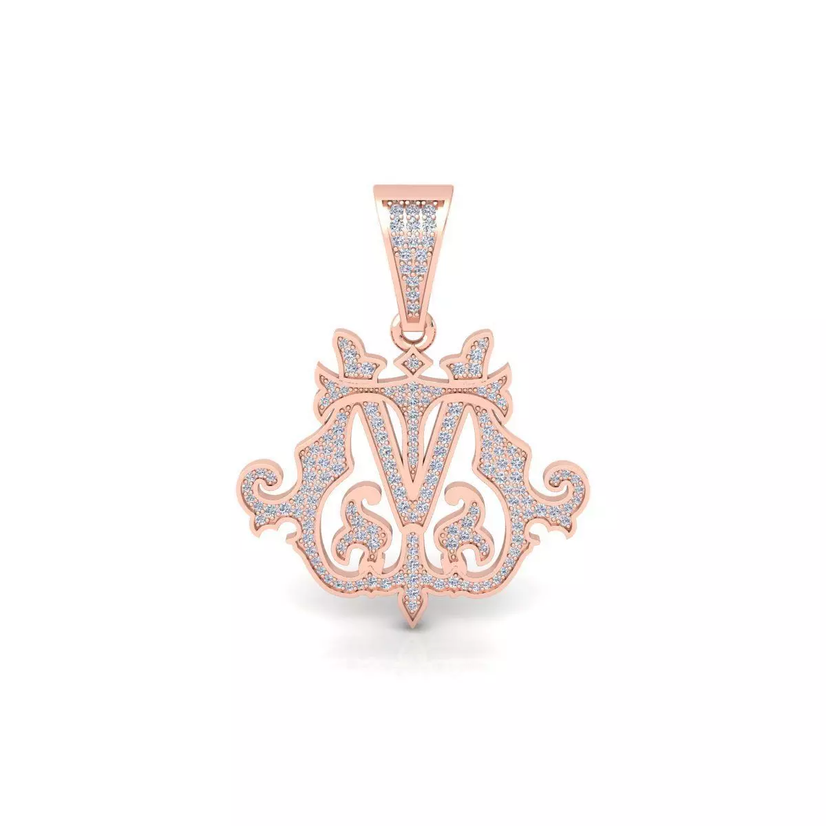 Monogram Pendent 3d Model and Render STL 3D print model_0