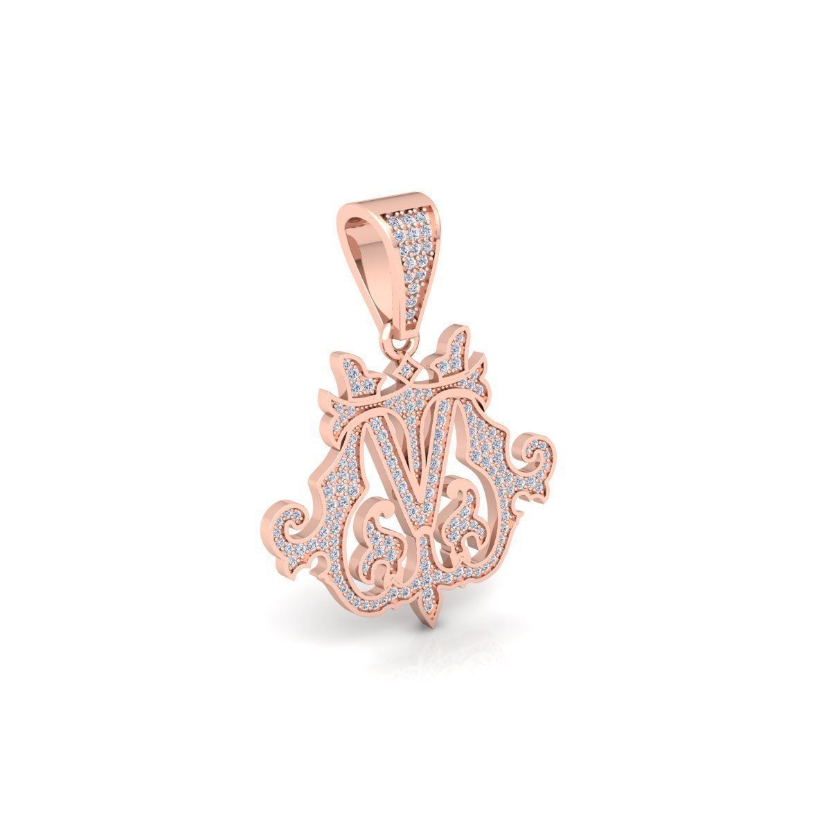 Monogram Pendent 3d Model and Render STL 3D print model_4