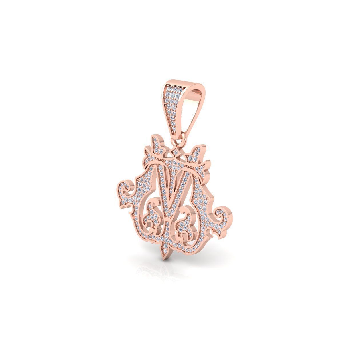 Monogram Pendent 3d Model and Render STL 3D print model_7