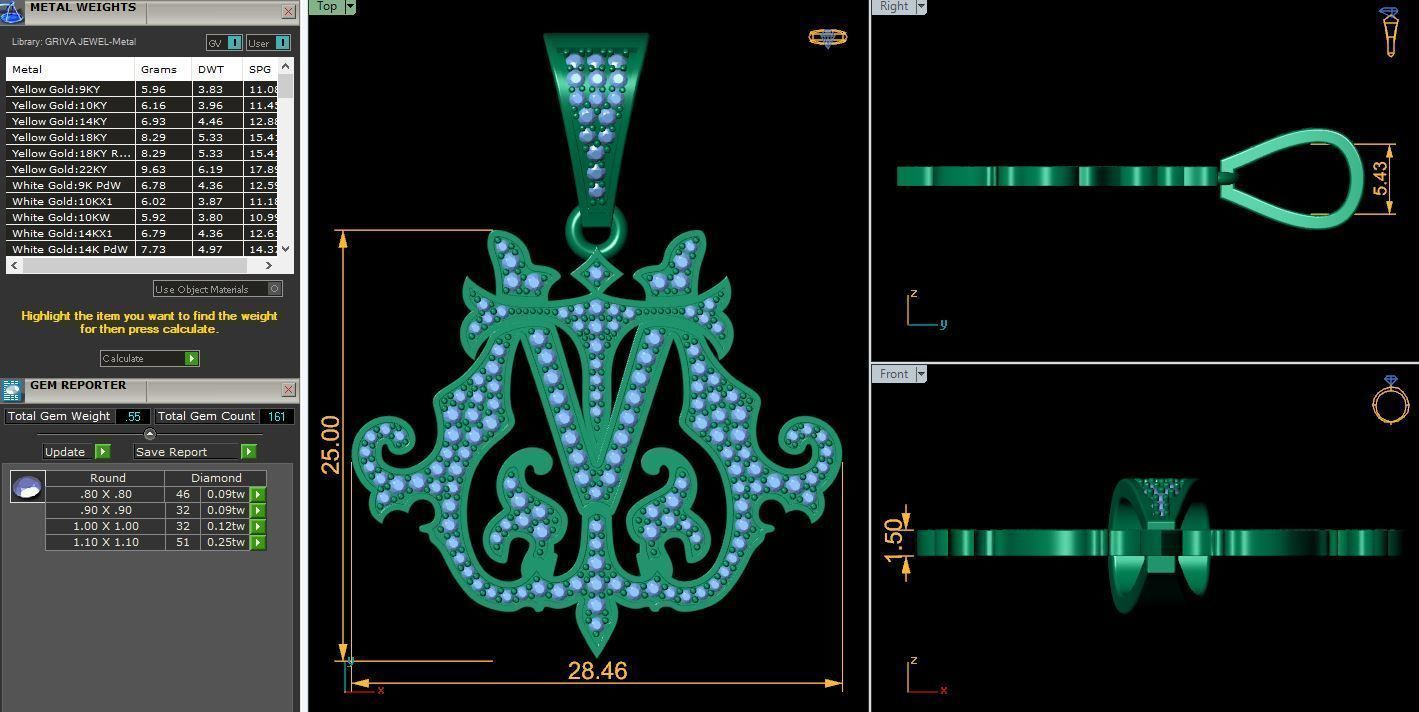 Monogram Pendent 3d Model and Render STL 3D print model_9