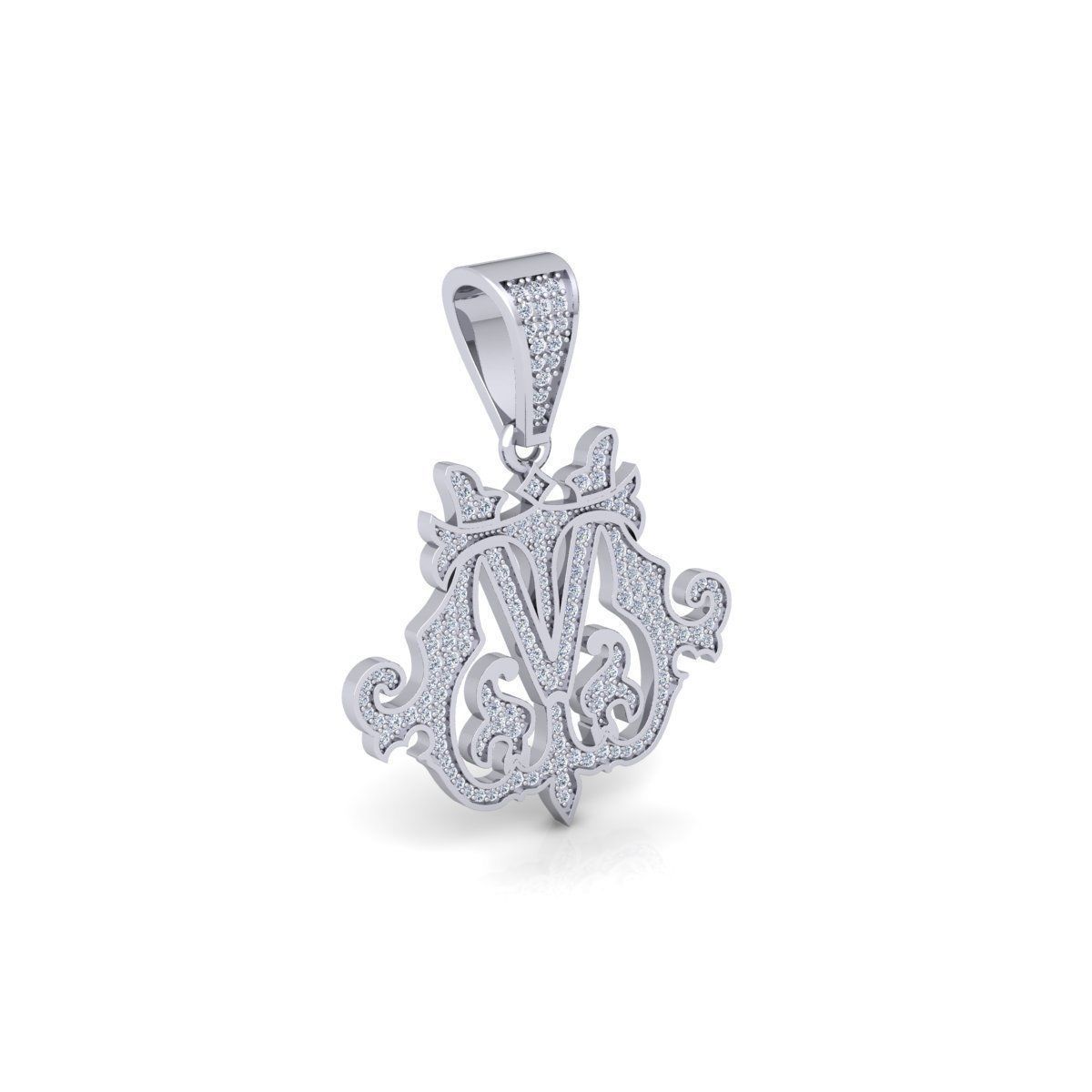 Monogram Pendent 3d Model and Render STL 3D print model_5