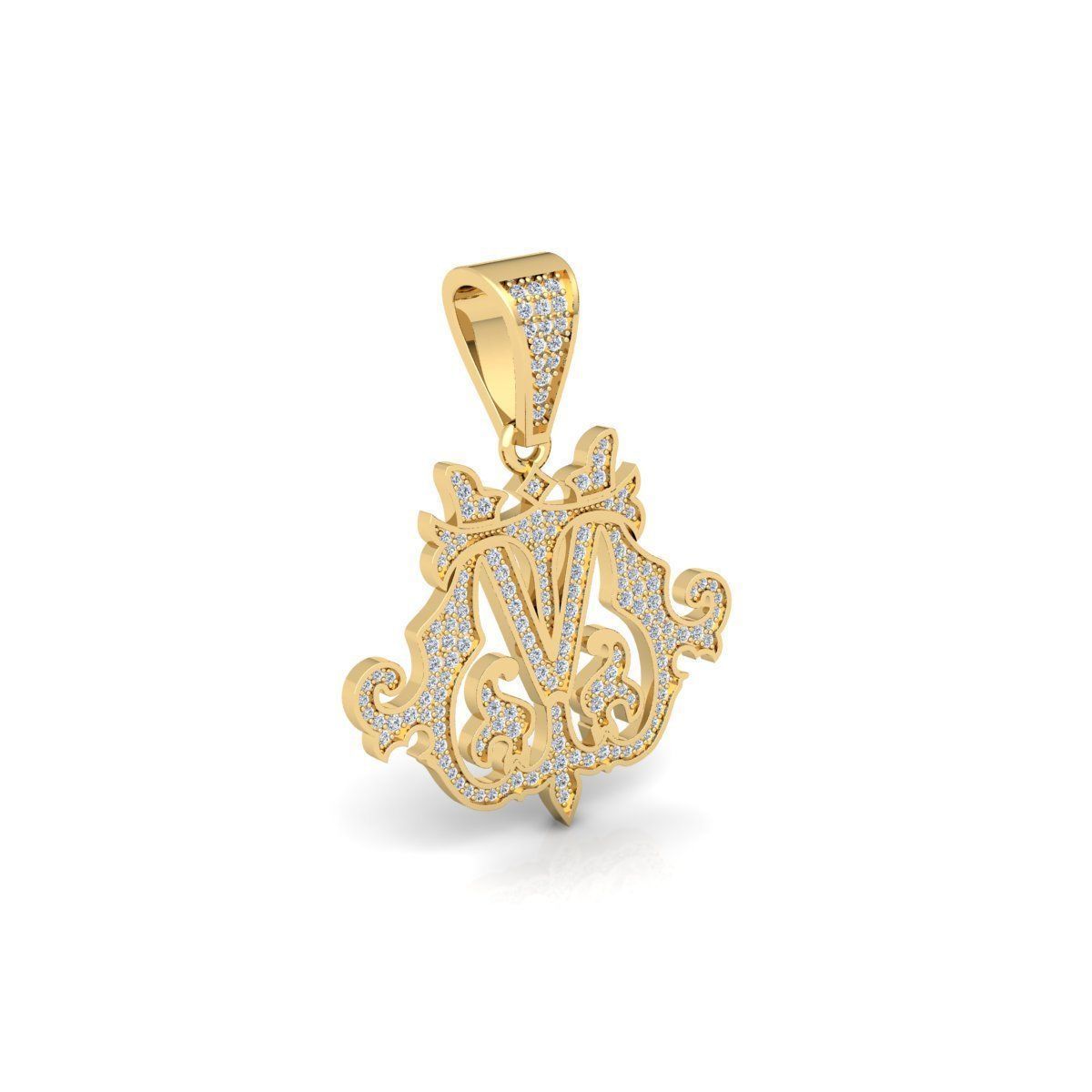 Monogram Pendent 3d Model and Render STL 3D print model_3