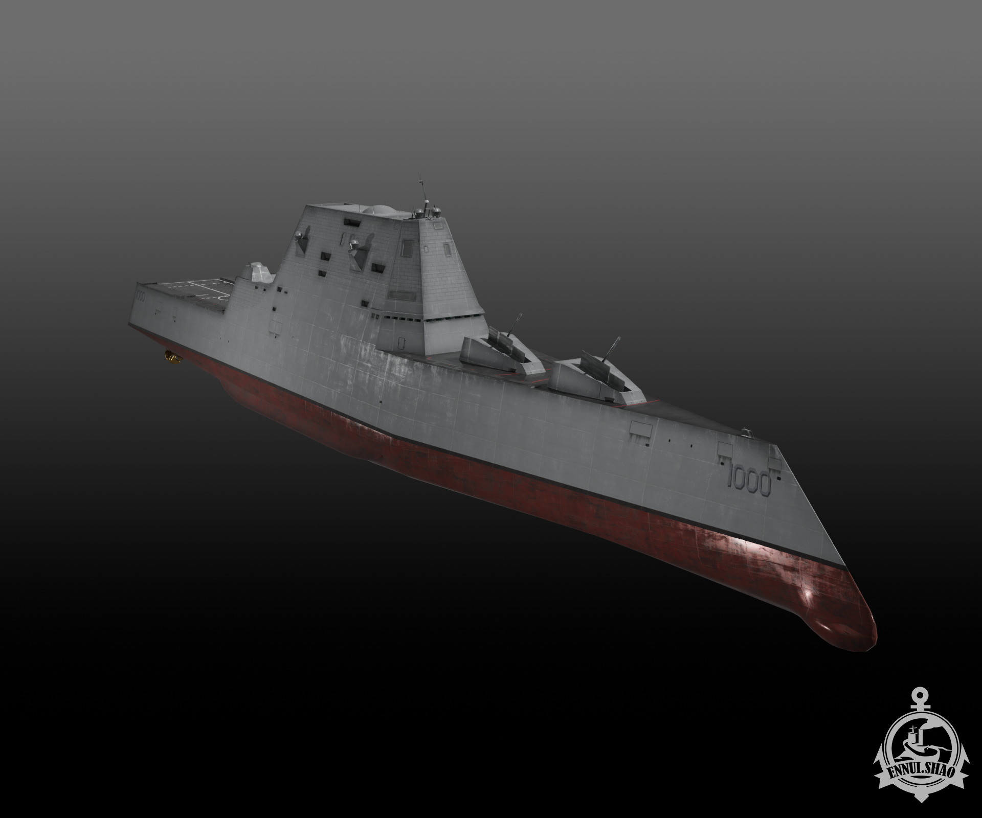 Zumwalt class Destroyer Low-poly 3D model_2