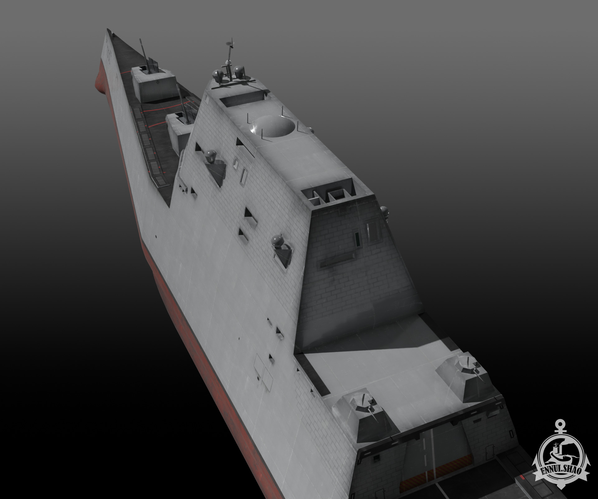 Zumwalt class Destroyer Low-poly 3D model_8