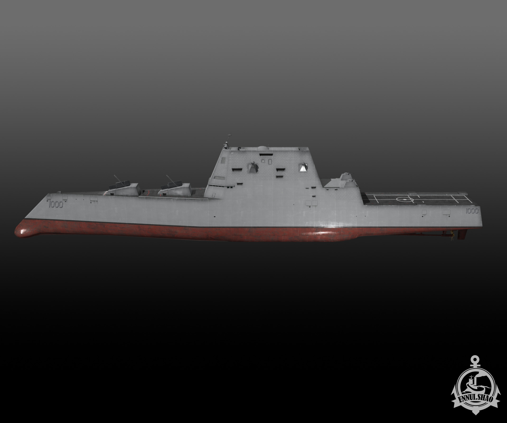 Zumwalt class Destroyer Low-poly 3D model_6