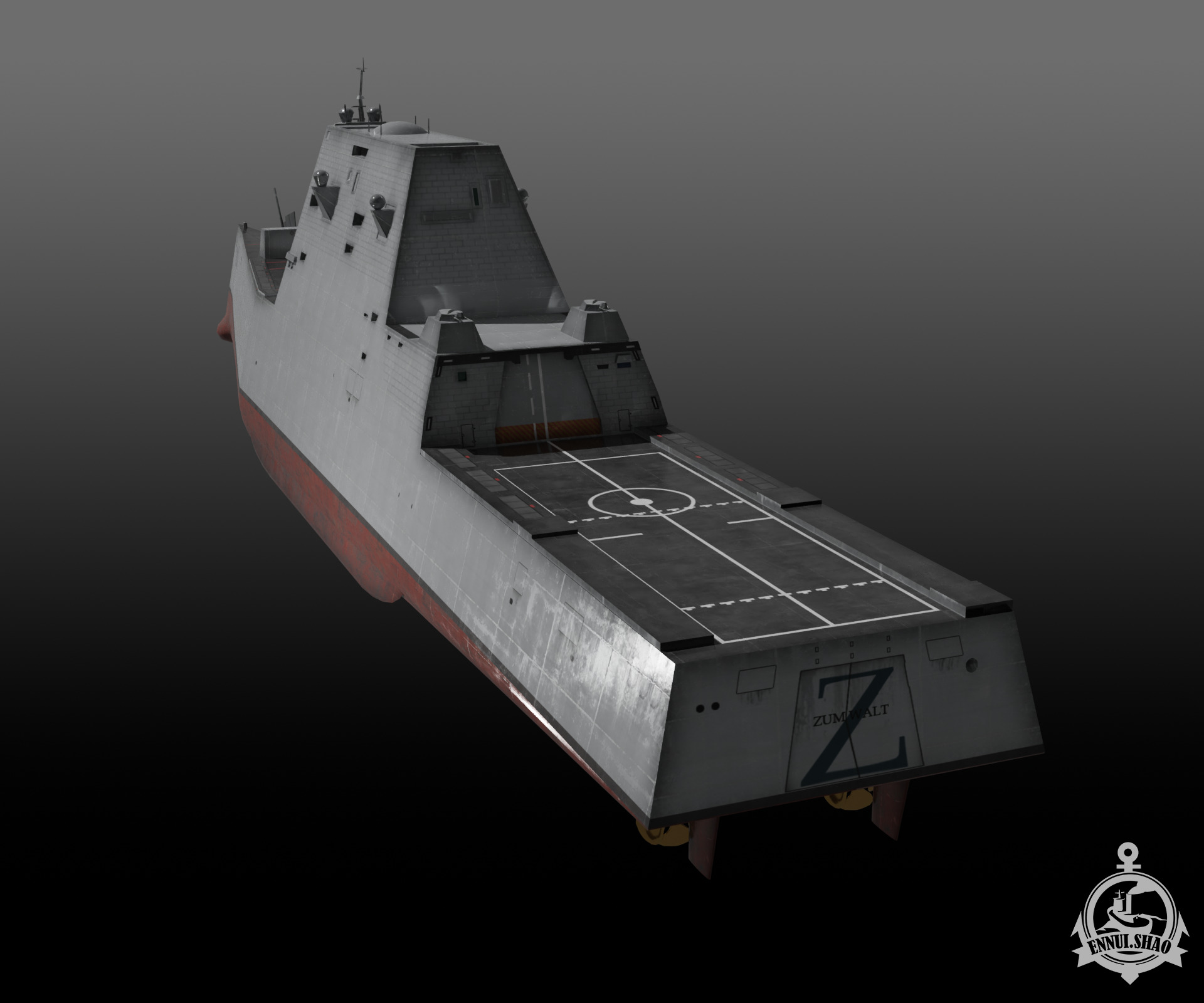 Zumwalt class Destroyer Low-poly 3D model_5